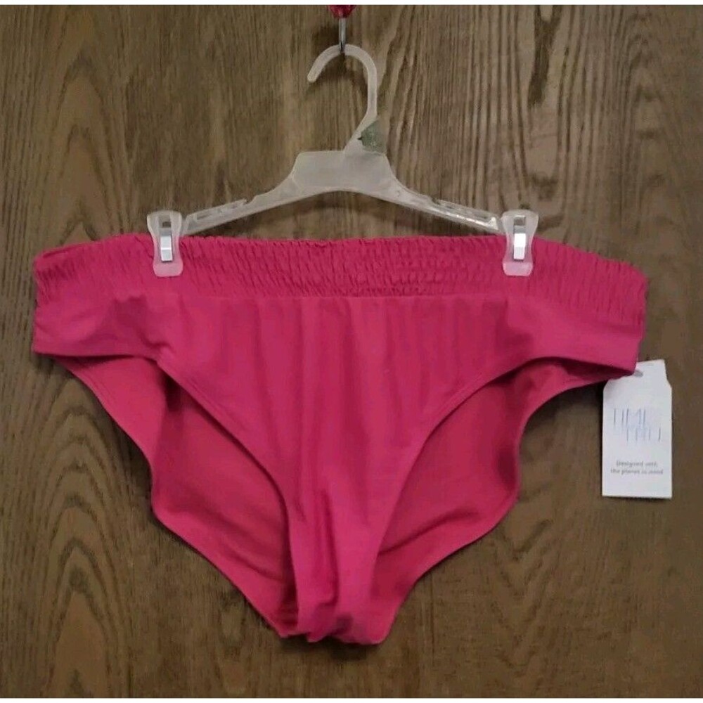 Time and Tru Womens Mid-Rise Bikini Bottom Summer Fuchsia Size XL (16-18)